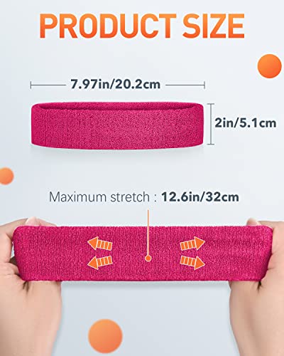 Tanluhu Sweatbands Sport Headbands/Wristbands For Working Out, Exercise, Tennis, Basketball, Running - Terry Cloth Athletic Sweat Cotton Headband Outdoor For Men & Women (A-3-Ltblue+Hotpink+Ltgreen) #TOP6