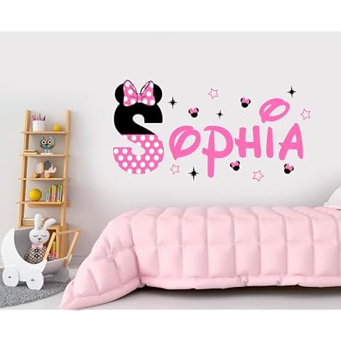 Personalized Mouse Name Wall Decal for Girls Room - Mouse Nursery Wall Stickers - Baby Girl Bedroom Decoration - Custom Mouse Monogram Art Mural Vinyl Sticker Cover