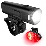 LED Fahrradlicht Set, StVZO Zugelassen Fahrrad Licht, Fahrradlampe Set, Wasserdicht Fahrradlichter, Fahrradbeleuchtung USB Aufladbar, Vorne Frontlicht & Rücklicht