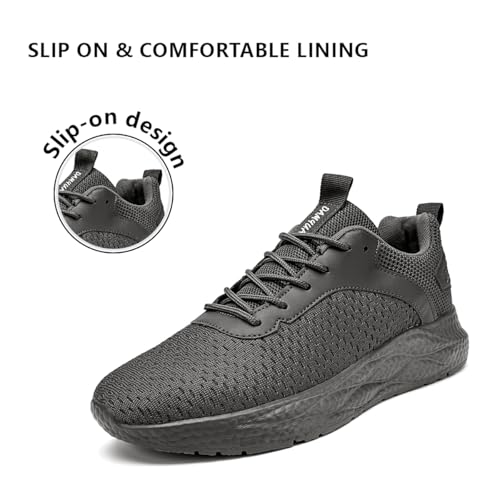 Image of Mens Sneakers Slip on Walking Running Shoes Sneakers Outdoor Gym Fitness Sport Anti Slip Breathable Comfortable Skin-Friendly Fashion Casual Dark Gray US 8