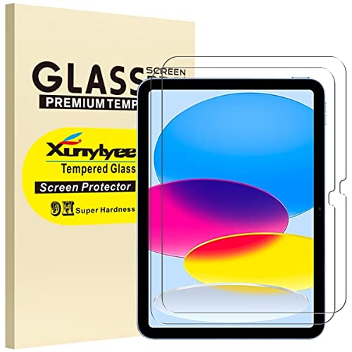 XunyLyee [2 Pièces Verre Trempé Compatible avec iPad 10ème Generation, Protection d'écran pour iPad 10 2022 (10.9 Pouces) Cover