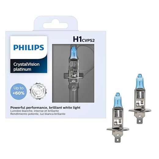 Philips Automotive Lighting H1 CrystalVision Platinum Superior Upgrade Automotive Replacement Bright White Headlight Bulb, Fits Select High Beam, Low Beam, Fog Positions (2 Pack)