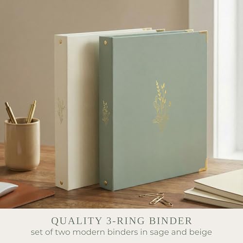 Aesthetic 3 Ring Binder Set of 2 - Sturdy 1 Inch Binder Fits Letter Sized Paper - A Cute Holder for Women or Men with Pocket Easily Organizes Your Paperwork for School, Office or W image 4