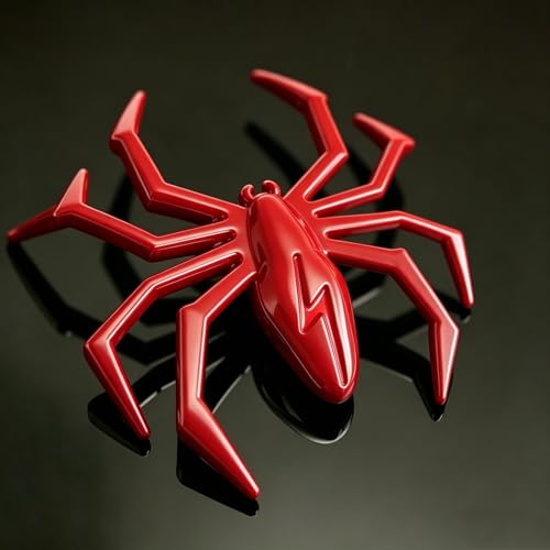Image of 3D Spider Chrome Emblem Badge Sticker Decoration for Car, Truck, Motorcycle, RV, Scooter, SUV, Door, Window (Red Flash Spider)