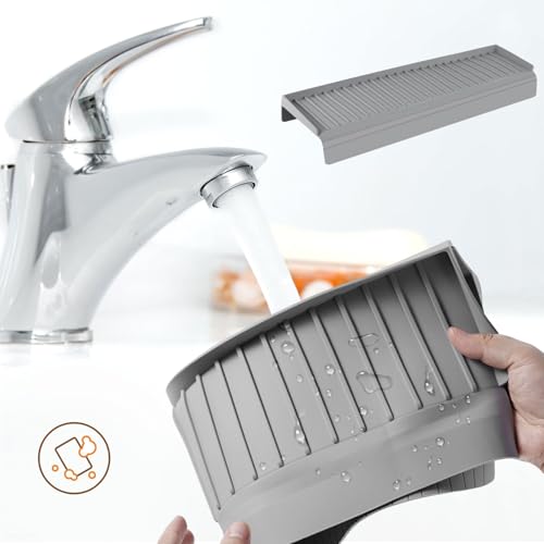 Silikon Spülbeckenschutz, 50,8x10,5x5cm Spülbecken Kantenschutz Grau Küchenspülenmatte Zuschneidbar Küchenspülen Spritzschutz für Badewannenspüle Küchenspüle