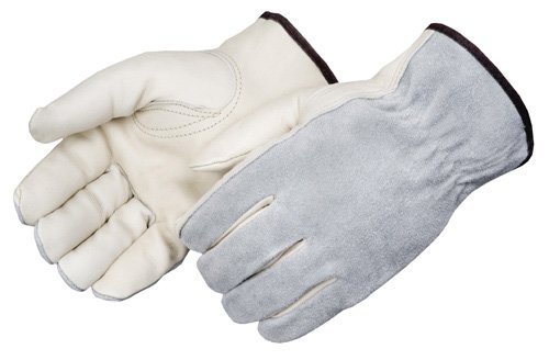 Liberty Glove & Safety 6447XL Standard Grain Cowhide Leather Economy Driver Glove with Gray Split Leather Back, X-Large (Pack of 12)
