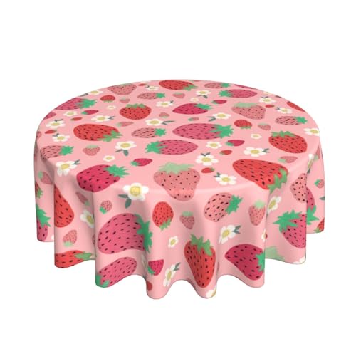 mutakin Strawberry Round Tablecloth 60 Inch Washable Reusable Decoration Table Cover for Kitchen Party by mutakin - Used condition - US$16.74