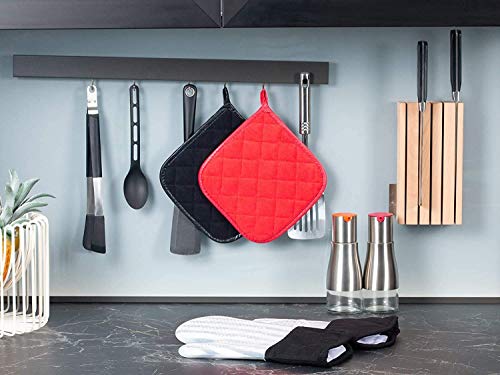 Pot Holders Cotton Made Machine Washable Heat Resistant Potholder, Pot Holder, Hot Pads, Trivet For Cooking And Baking (5, Black) #TOP3