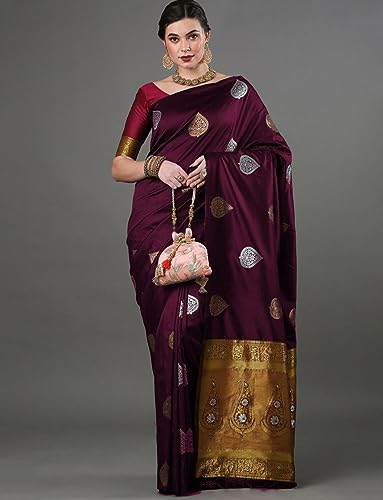 Image of Flosive Women's Mix Color Kanjivaram Silk Saree With Blouse