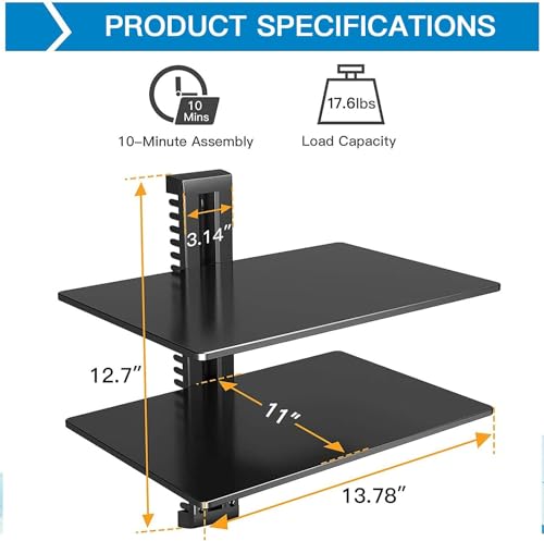 Perlesmith PGDSK2 Floating Av Shelf Double Wall Mount Tv Shelf thumb #1