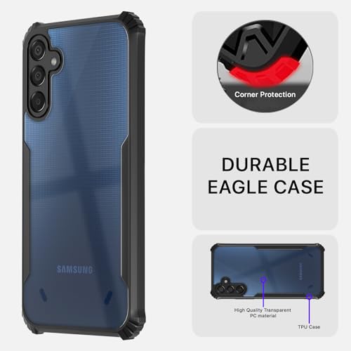 Image of Pikkme Back Cover | Crystal Clear Transparent Back | Ultra Hyrbid | Full Camera Protection | Raised Edge | Bumper Back Case for Samsung Galaxy F15 5G / M15 5G / M15 Prime 5G (Black)