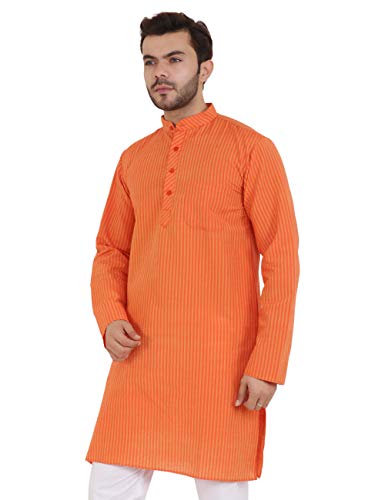 Image of LATEST CHIKAN Men's Cotton Blend Regular Striped Kurta