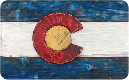 Colorado Flag Door Mat Welcome Mats Outdoor Indoor Absorbs Mud Doormat Anti-Slip Entryway Carpet Dirt Trapper Rugs, Shoes Scraper for Entry Patio Porch 16