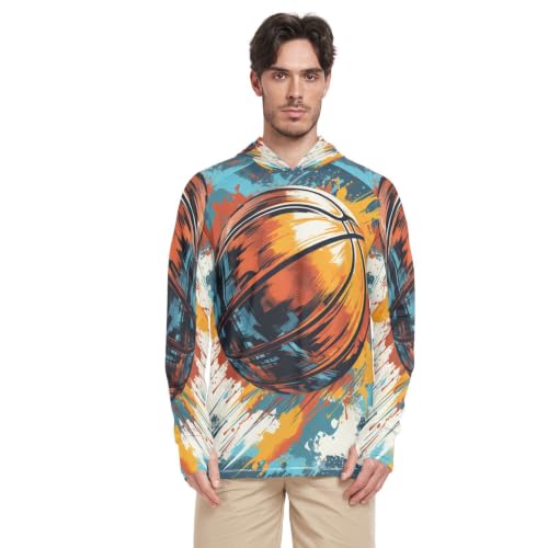 Rash guard homme basket-ball orange pour running et pêche outdoor