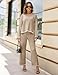 Tanming Women's 2 Piece Outfits Long Sleeve Knit Sweater Top Wide Leg Pants Lounge Sets Tracksuits (Khaki, X-Large)