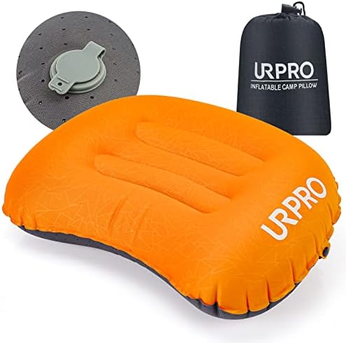 URPRO Ultralight Inflatable Camping Travel Pillow - Compressible, Compact, Comfortable, Ergonomic Inflating Pillows for Neck & Lumbar Support Camp, Hiking, Backpacking Orange