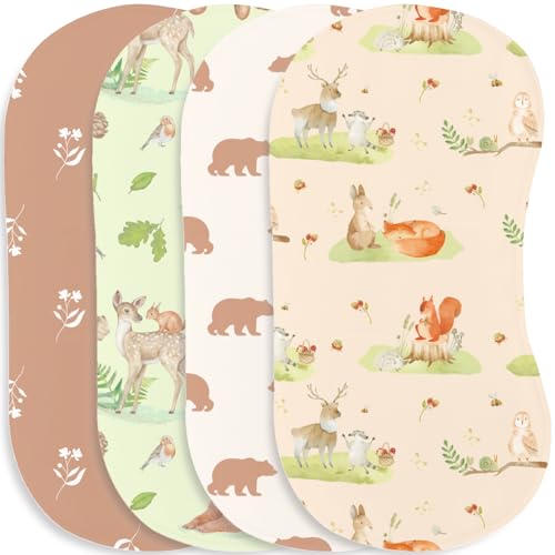 Wauprant 4pcs Woodland Baby Burp Cloths for Boys Girls Parent,100% Cotton Forest Animal Themed Muslin Burping Cloths,Burp Rags,Absorbent Spit-Up Cloths for Infant Newborns