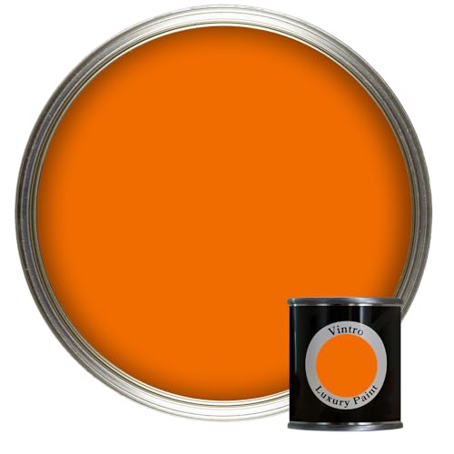 Vintro Paint | Luxury Matt Emulsion | Smooth Chalky Finish | Multi Surface Paint | for Walls, Ceilings, Wood and Metal | 125ml (Orange - Deep Saffron)