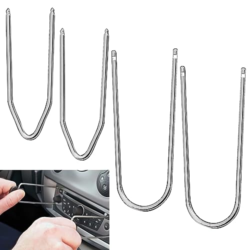 4PCS Car Radio Removal Tool Key U Shape and V Shape Car Stereo Removal Tools for Ford Radio Removal Keys Replacement Pin Stereo Tools Car CD/DVD Audio Key Tool for B-Max C-Max Fiesta Focus Fusion
