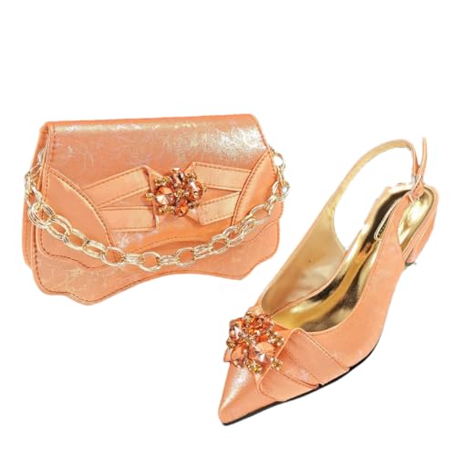 Ensemble chaussures et sac bleu strass talon carré confortable pour mariage