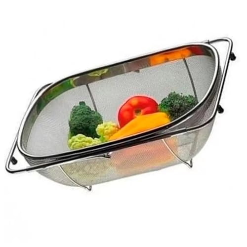 Genérico Escorredor Multiuso de Inox para Pia com Extensor - 35 cm x 24 cm x 10 cm