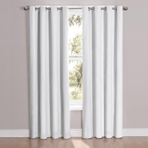 Eclipse Cassidy Thermal Insulated Single Panel Grommet Top Darkening Curtains for Living Room, 52 in x 63 in, White