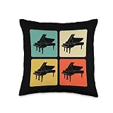 Pianist Retro Grand Piano Silhouette for Grand Piano Player Throw Pillow