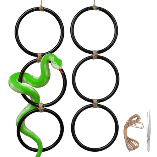 HYLEBOR 2PCS Snake Climbing Rings for Ball Python, Enrichment Toys for Corn Snake, Decorative Habitat Accessories for Reptile Tanks, Suitable for Terrariums, Bearded Dragons, Geckos, Lizards, Parrots