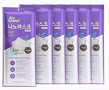 AQ Nanofiber Filter Face Mask (White), Paper Light weight, 0.1µm Nanofiber Filter, Made in Korea, Reusable up to 10times (20)