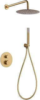 IMEX - Conjunto de ducha termostática empotrado pared, Kit Termostático Ducha Empotrado 2-Vías - Grifería baño SERIE LINE Oro Cepillado - GTD038/OC