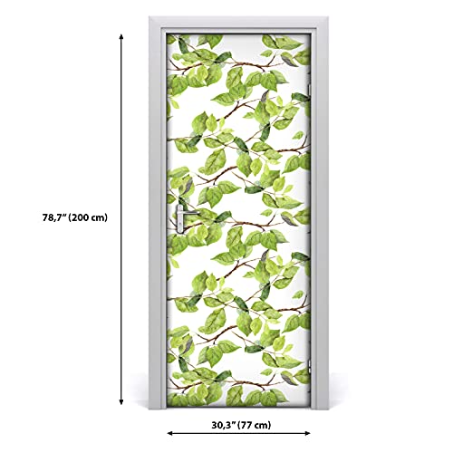Vinilo para puerta de hojas de abedul autoadhesivo e impermeable de 77x200 cm 3