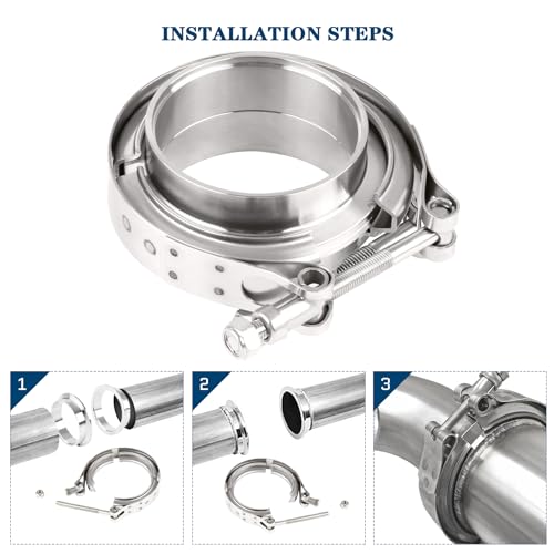 DOCAS 2.75 pouce 69.8mm Kit de Bride de Serrage en V-bande,V-Clamp Tuyau d'Echappement Pince en Acier Inoxydable pour Turbos, universel colliers d'échappement tuyau(2 pièces) – vue 5