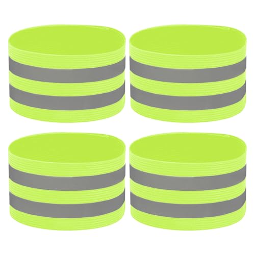 Tbintul 4 Pièces Brassards Réfléchissants, Largeur 5 cm,Bracelet réfléchissant réglable et Bande réfléchissante de sécurité élastique pour à Pied,...