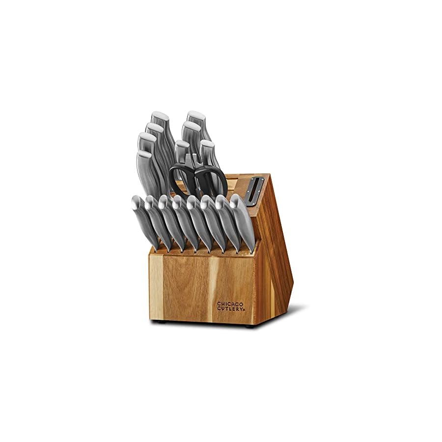 Chicago-Cutlery-Insignia-Steel-18-PC-Kitchen-Knife-Block-Set-Built-In-Sharpener-Contoured-Ergonomic-Handles-and-Sharp-Stainless-Steel-Professional-Chef-Knife-Set-Scissors-With-Bottle-Opener Chicago Cutlery Insignia Steel (18-PC) Kitchen Knife Block Set & Built-In Sharpener, Contoured Ergonomic Handles and Sharp Stainless Steel Professional Chef Knife Set & Scissors With Bottle Opener