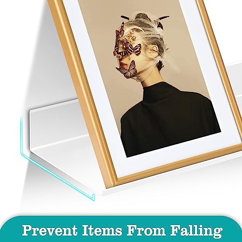 Z metnal Small Wall Shelves, Mini Display Metal Lack Floating Shelf for Collectables Figure, Aluminum, Wall Mounted, Sleek, White,12 x 5 inch, 2 Pack - Thumbnail 4