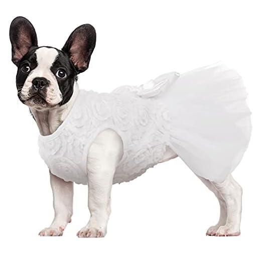 Kuoser Dog Wedding Dress, Adorable Tutu Dog Dresses, Retro Dog Dresses Outfit with Luxury Lace Pearl Bow, Striped Mesh Cute Puppy Dress for Birthday Party, Wedding, Christmas and Hollow Pet Apparel