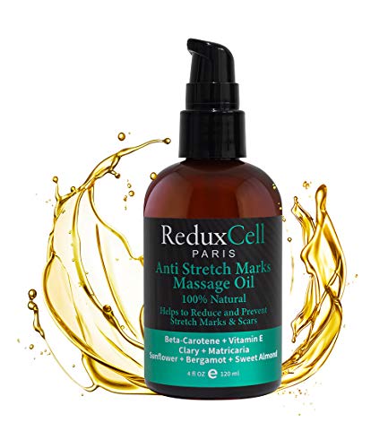 Reduxcell Anti Stretch Marks Massage Oil-Penetrates Skin 6X Deeper Than Stretch Mark Cream- Produce Noticeable Improvement in 4 Weeks-100% Natural and Organic Extracts