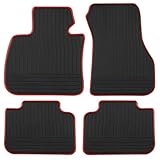 Lwope Car Floor Mats Custom Fit for Mini Cooper Countryman U11 2025 (Not for SE/Electric) Black Red Rubber All Weather Protection Auto Floor Liners Heavy Duty Odorless