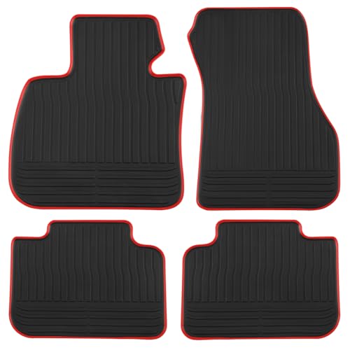 Lwope Car Floor Mats Custom Fit for Mini Cooper Countryman U11 2025 (Not for SE/Electric) Black Red Rubber All Weather Protection Auto Floor Liners Heavy Duty Odorless