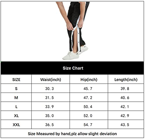 Thwei Mens Tear Away Basketball Pants Casual High Split Snap Button Post Surgery Sweatpants Solid Black Xl #TOP6