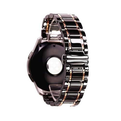 JFHFFJ 20 22 22 24mmの高級セラミックとステンレススチールブラックホワイトストラップフィットSamsung S2 3 4 huawei GT.ストラップブレスレットのリストバンドベルトを見る(Black and rose gold,22m