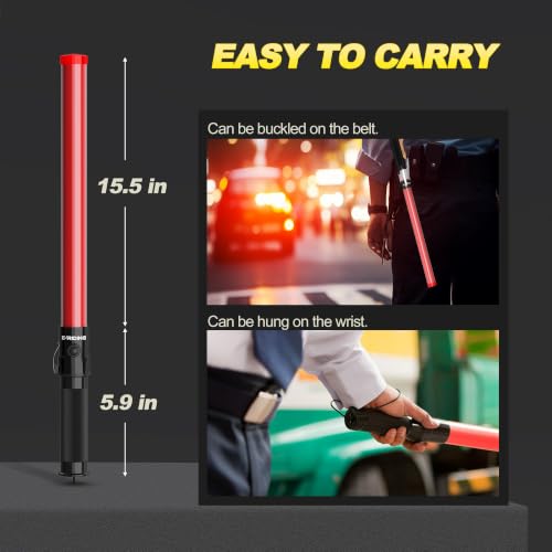 Image of E-riding 40 Pack Traffic Wand, 21 Inch Traffic Control Wand with 3 Flashing Modes & Side Clip, LED Safety Baton for Traffic Control, Parking, Aircraft, Car Directing