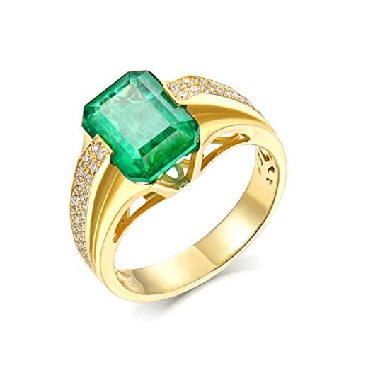 Beydodo Ring för män guld 750 bandring med 2 ct smaragd, förlovningsring guld vigselringar diamant äkta, Smaragd,