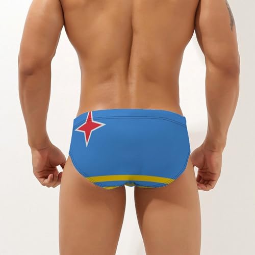 Aruba Flag Mens Swim Briefs Swimwear Bikini Underwear Sexy Low Rise Trunks Swimsuit Bathing Suit Beach2