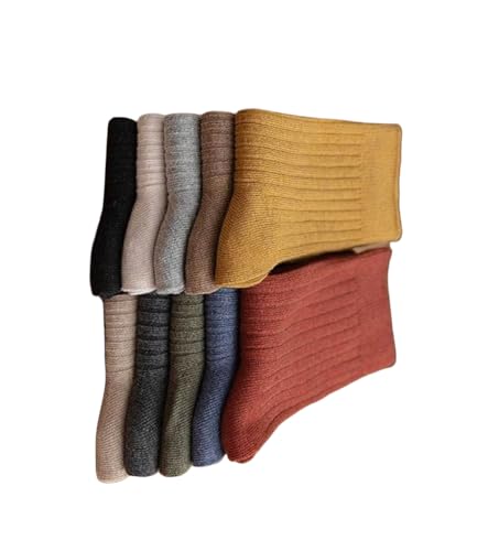 LuckieMe 10 Pair Multicolor Ribbed Socks, Unisex, Neutral Colors, Comfortable, Versatile, Crew Socks2