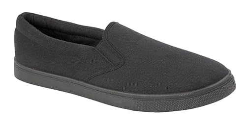 Urban Jacks Mens Canvas Mesh Slip On/Lace-up Espadrilles Casual Low Top Plimsoll Trainers Size 7-12 (Black, UK Footwear Size System, Adult, Men, Numeric, Medium, 8)