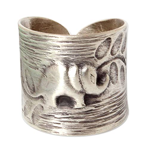 NOVICA .925 Sterling Silver Fair Trade Animal Theme Wrap Ring, Thai Forest Elephant 