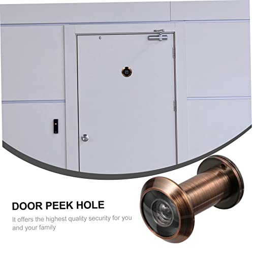 Mirilla de puerta de ángulo ancho de cobre con cubierta para hogar y oficina | Gran ángulo de visión, monitoreo de seguridad, estilo moderno, acabado rojo, uso como ojo de cámara en puerta miniatura 2