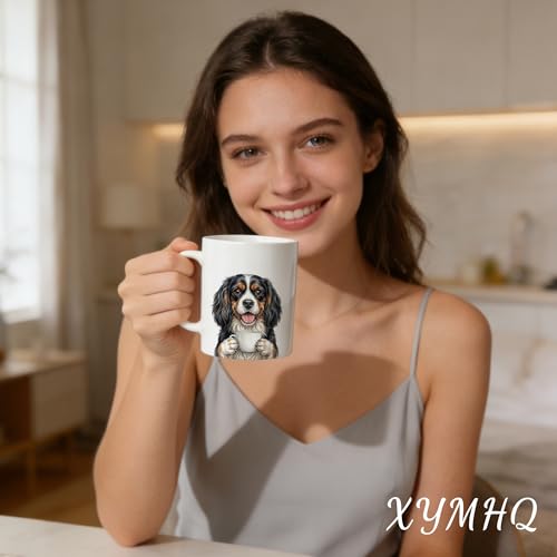 XYMHQ Cavalier King Charles Spaniel Gift Coffee Mug 11oz, Cute Cavalier King Charles Spaniel Ceramic Cup with Puppy Coffee Artwork, Decorative Dog Lover Gift for Women Men by XYMHQ - Used condition - Image 3