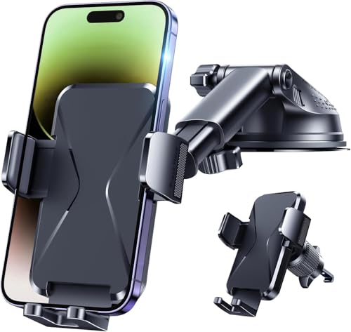 3-in-1 Universal Car Phone Mount for Dashboard, Vent & Windshield, Upgraded 2025 Magnetic Phone Holder with One-Hand Use, Compatible with iPhone 15 Pro Max Samsung S24 Ultra 4-7 Inches